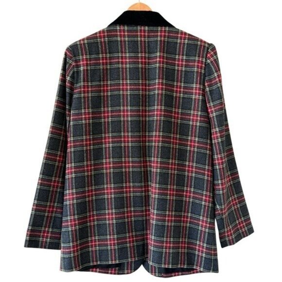 SAG HARBOR Vintage Plaid Wool Blend Single Breasted Blazer Size 10P - Picture 3 of 7